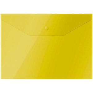 Папка-конверт на кнопке СТАММ, А5+150 мкм, прозрачная, желтая