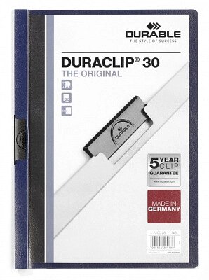 Папка пластиковая "Durable", 30л, А4, стальной клип, серия "Duraclip", синяя от компании ИП Globus trade - фото 1