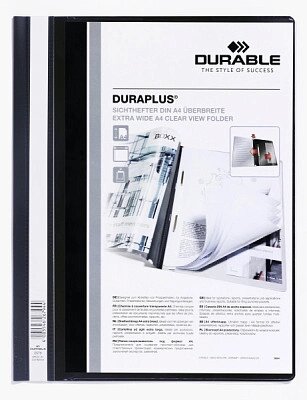 Папка-скоросшиватель пластиковая "Durable", А4+, 120/160мкм, прозрачный верхний слой, карман, белая от компании ИП Globus trade - фото 1