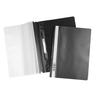 Папка-скоросшиватель пластиковая "Hatber", А4, 120/160мкм, прозрачный верх, черная