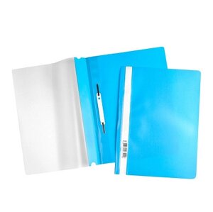 Папка-скоросшиватель пластиковая "Hatber", А4, 120/160мкм, прозрачный верх, голубая
