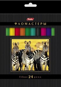 Фломастеры "Hatber", 24 цвета, серия "Дикий мир", в картонной упаковке
