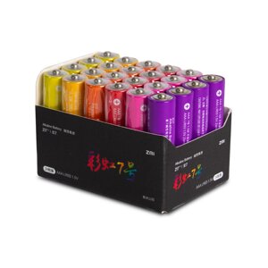 Батарейки, Xiaomi, ZMI ZI7 Rainbow AA724, 7AAA, 1.5V, 24 шт в упаковке, Картонная упаковка,