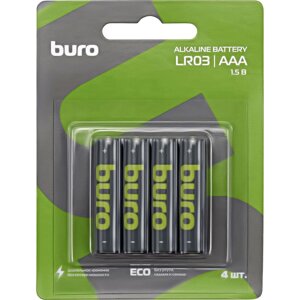 Батарейки BURO Alkaline LR03 AAA (4 шт/бл)