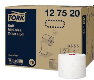 Tork туалетная бумага Mid-size в миди-рулонах мягкая