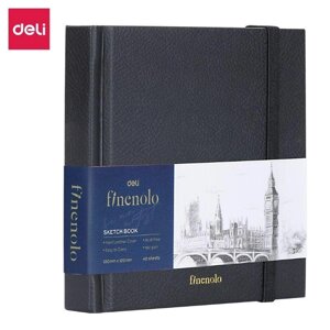 Скетчбук DELI "Finenolo ", 12 х 12 см, 40 л., 160 г/кв. м., черный