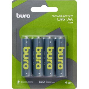Батарейки BURO Alkaline LR6 AA (4 шт/бл)