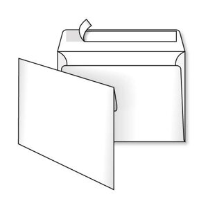 Конверт С6 (114х162 мм) белый, удаляемая лента, внутренняя запечатка