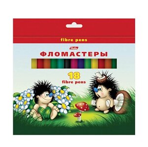 Фломастеры "Hatber", 18 цветов, серия "Ёжики", в картонной упаковке