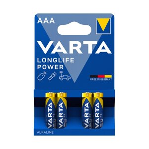 Батарейка, VARTA, LR03 Longlife Power Micro, AAA, 1.5 V, 4 шт., Блистер