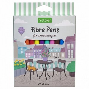 Фломастеры "Hatber Eco", 24 цвета, серия "Прогулка", в картонной упаковке