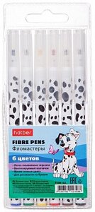 Фломастеры "Hatber", 6 цветов, серия "Далматинцы", рисунок, в блистере