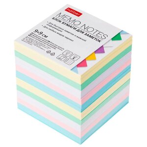 Блок бумаги для заметок "Стамм", 8x8x5см, 4 цвета, непроклеенный, в плёнке