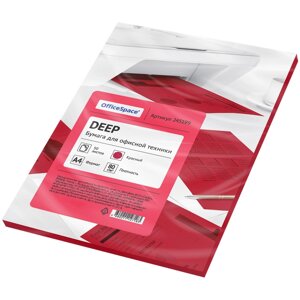 Бумага цветная OfficeSpace deep, А4, 80 г/кв. м., 50 л., красная