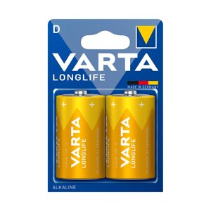 Батарейка, VARTA, LR20 Longlife, D, 1.5 V, 2 шт., в блистере