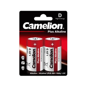 Батарейка, CAMELION, LR20-BP2, Plus Alkaline, D, 1.5V, 21000 mAh, 2 шт., Блистер