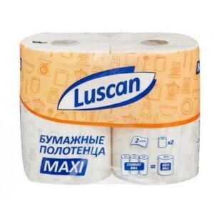 Полотенца бумажные, рулонные, 2 рулона, 2сл, 35м, Maxi, Luscan