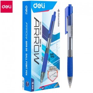 Ручка шариковая DELI "Arrow Q01930" автоматическая, 0,7 мм, синяя