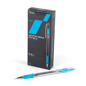 Ручка шариковая "Hatber K-9", 0,4мм, синяя, прозрачный корпус