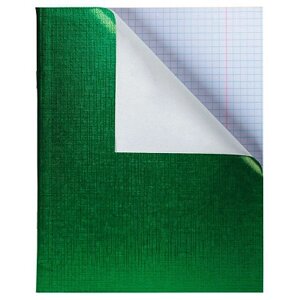 Тетрадь "Hatber", 48л, А5, клетка, обложка бумвинил, на скобе, серия "Metallic - Зелёная"
