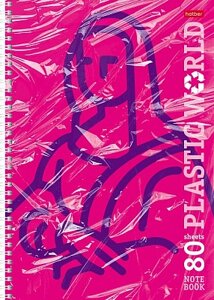 Тетрадь "Hatber", 80л, А4, клетка, жёсткая подложка, на гребне, серия "Plastic World"