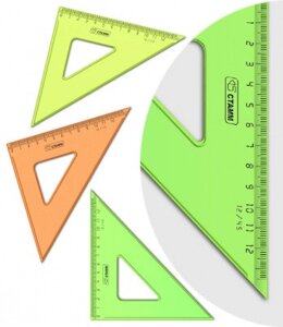 Треугольник 45*12см СТАММ, пластиковый, прозрачный, неоновые цвета, ассорти