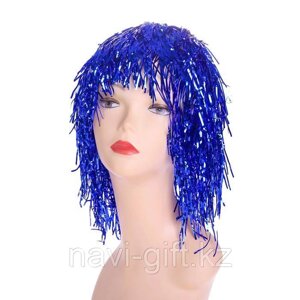 Карнавальный парик "Дождь" 35 см, цвет синий
