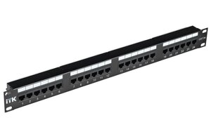 ITK 1U патч-панель кат. 5Е STP, 24 порта (Dual), с кабельным органайзером