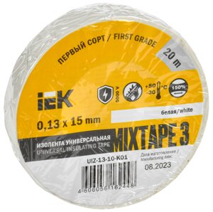 Mixtape 3 изолента 0,13х15мм белая 20м IEK