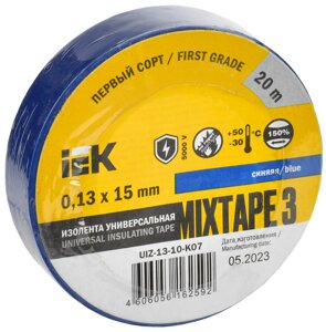 Mixtape 3 изолента 0,13х15мм синяя 20м IEK