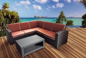 Угловой диван 5 мест + столик RATTAN Premium Corner венге