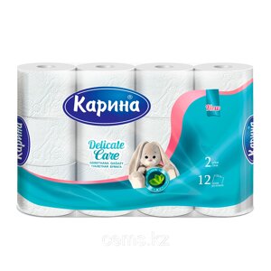 Туалетная бумага "Карина" Delicate Care, 2-х слойная, 12 шт