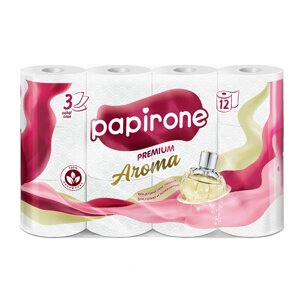 Туалетная бумага "Papirone" (Premium), Aroma 12 рулонов