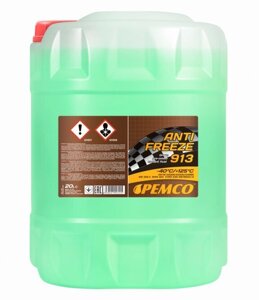PEMCO охлаждающая жидкость антифриз ANTIFREEZE 913 (40oC)/ 913+40oC) 20 литров (зеленый AG 13; желтый AG13+SAE