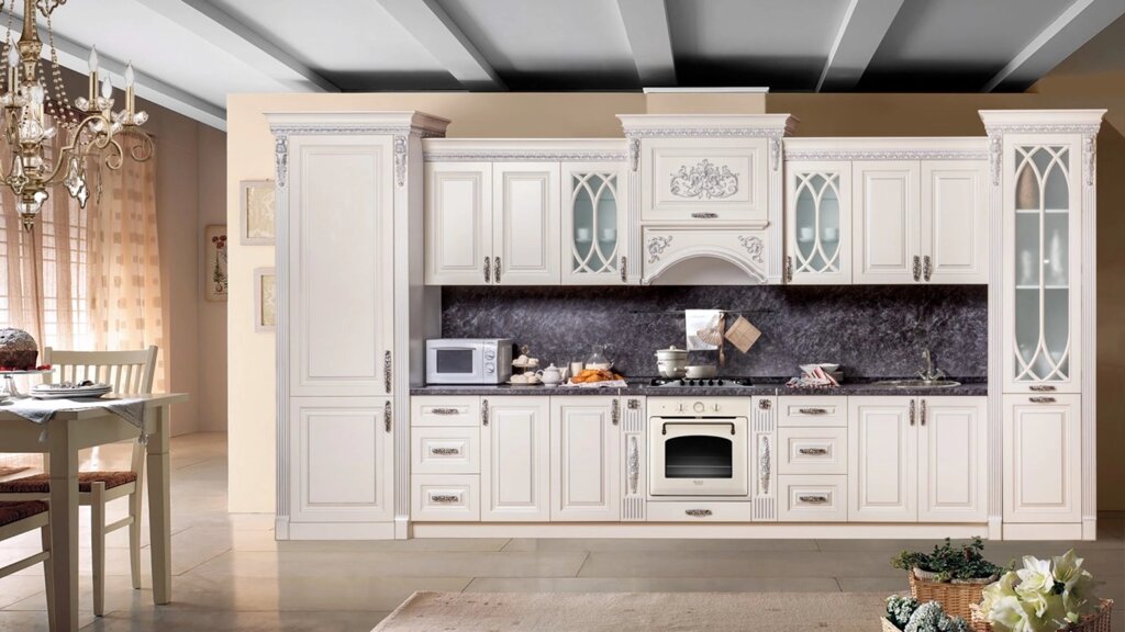 Кухонный гарнитур Ариана серебро 4.80м СКФМ от компании VIDMEBEL - фото 1
