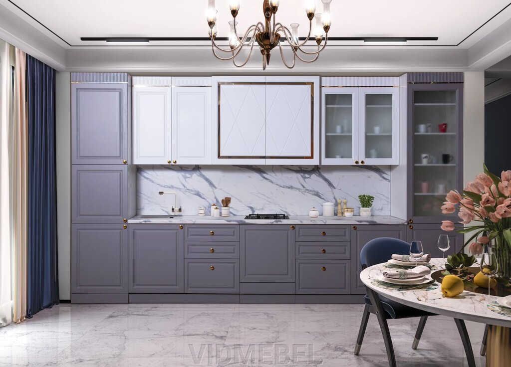 Кухонный гарнитур «Лючия» 4,20 бело-серый СКФМ от компании VIDMEBEL - фото 1