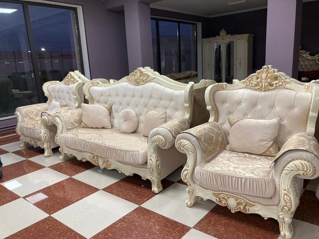 Мягкая мебель Фараон бежевый 3+1+1 (диван и два кресла) Россия от компании VIDMEBEL - фото 1