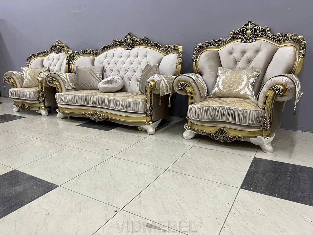 Мягкая мебель Милорд 3+1+1 коричневый/золото от компании VIDMEBEL - фото 1
