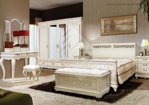 Набор мебели для спальни «Оскар» ММ-216 Белая эмаль с патиной МОЛОДЕЧНОМЕБЕЛЬ