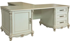 Стол письменный 2т «Алези» П1.350.2.05 (П395.05), массив дуба, Слоновая кость с золочением Пинскдрев
