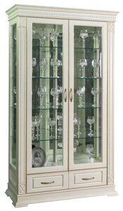 Шкаф с витриной «Верди Люкс 2з» П487.21з слоновая кость с золочением в Астане от компании VIDMEBEL