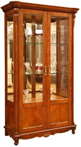Шкаф с витриной «Алези» П1.350.0.19 (П350.19), массив дуба, Античная бронза Пинскдрев в Алматы от компании VIDMEBEL