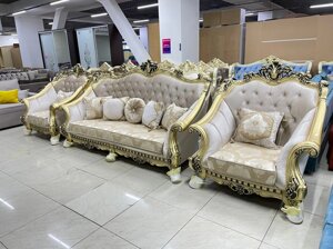 Мягкая мебель Султан 3+1+1 бежевый/золото в Астане от компании VIDMEBEL