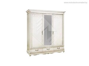Шкаф для одежды оскар мм-216-01/03 белая эмаль с патиной молодечномебель