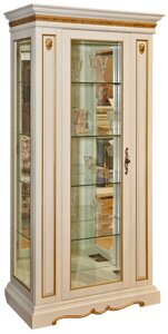 Шкаф с витриной «Милана 8» П4.265.0.08-01(265.08-01) Слоновая кость с золочением