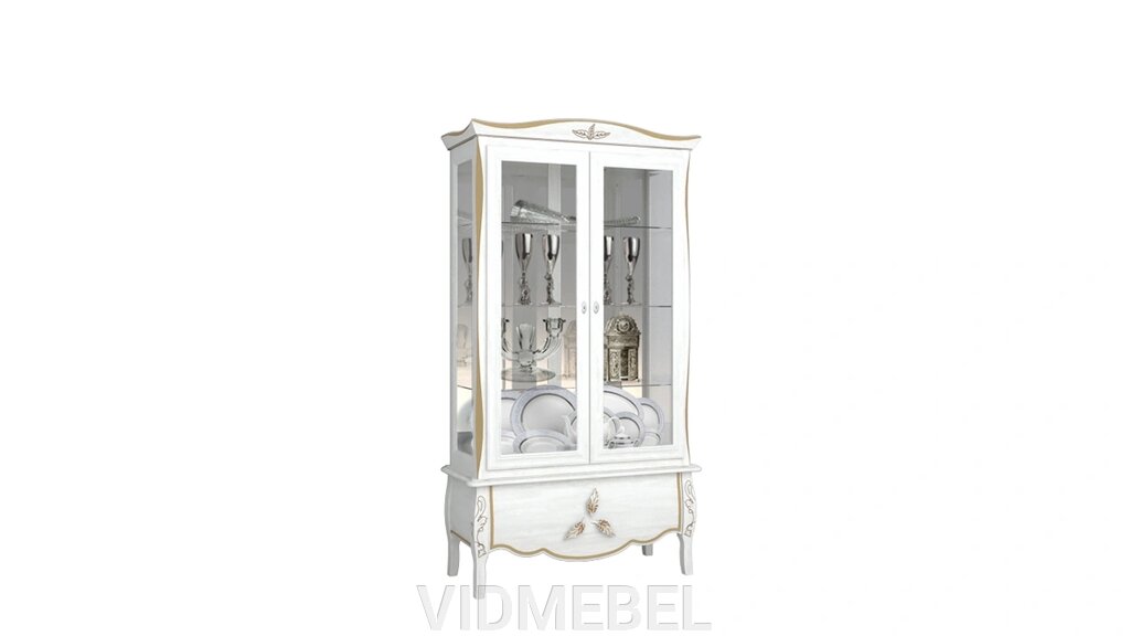 Шкаф с витриной Трио ММ-279-02 белый МОЛОДЕЧНОМЕБЕЛЬ от компании VIDMEBEL - фото 1