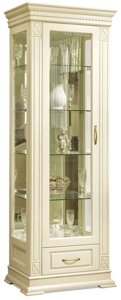 Шкаф с витриной «Верди Люкс 1з» П487.11з-01 слоновая кость