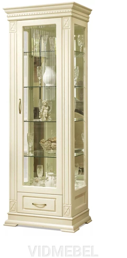 Шкаф с витриной «Верди Люкс 1з» П487.11з слоновая кость от компании VIDMEBEL - фото 1