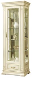Шкаф с витриной «Верди Люкс 1з» П487.11з слоновая кость