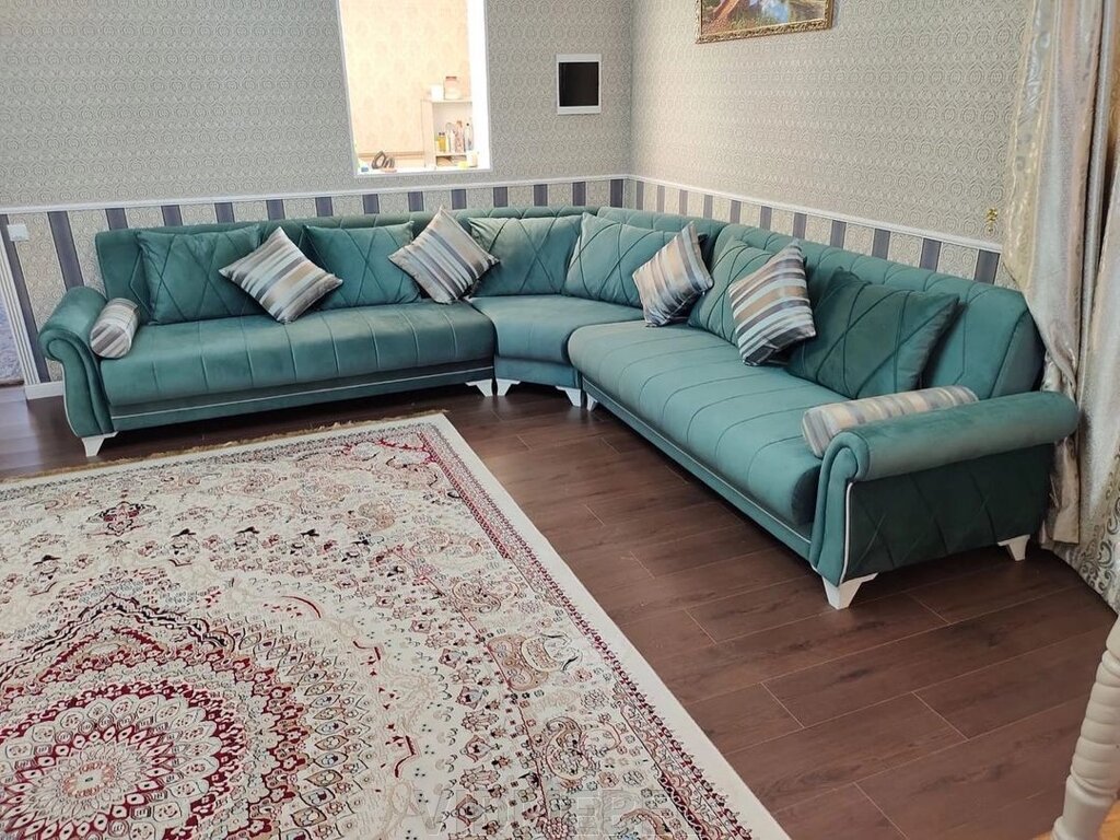 Угловой диван Emre бирюзовый Турция от компании VIDMEBEL - фото 1